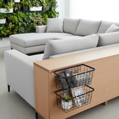2 Pack Hanging Wall Basket Organizer Over the Cabinet Door Wire Baskets for Organizing (2 Count)