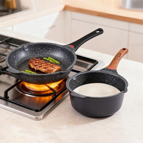 4QT Sauce Pan & 12.5IN Skillet Set with Lids (2 Count)