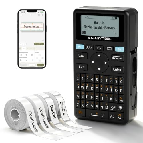 E11 Keyboard & Bluetooth Label Maker Machine with 4 Tapes (4 Count)