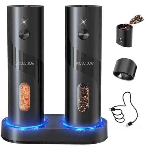 Rechargeable Electric Salt and Pepper Grinder Set Automatic Pepper Mill Grinders with Charging Base