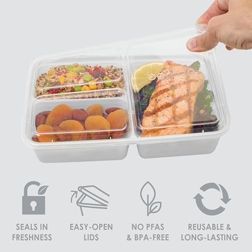 Prep 3 Compartment Meal Prep Containers with Lids (10 Count)