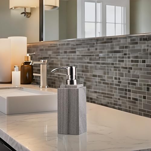 Hand Liquid&Lotion Soap Dispenser Pump Bottle Natural Marble for Kitchen Bathroom Countertop Laundry Room Holds Dish Soap Shampoo Laundry Liquid Shower Gel