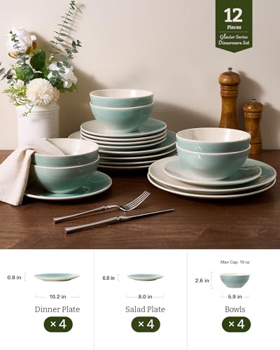 Ceramic Plates and Bowls Sets (12 Count)