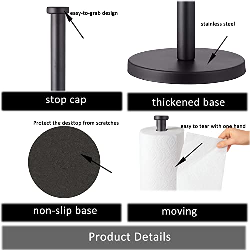 Black Standing Paper Towel Holder for Kitchen& Bathroom Countertop
