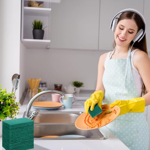 50 Pcs Heavy Duty Scouring Pads Bulk for Kitchen Dish