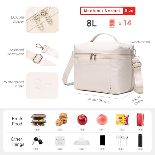 NOL 8L Insulated Lunch Bags for Women Cooler Bag Lightweight Nylon Waterproof Lunch Box For Work