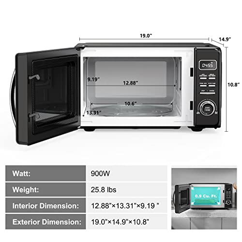 GLCMKZ09BKR09 Retro Countertop Microwave Oven with Auto Cook & Reheat