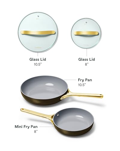 Ceramic Non Stick Fry Pan Set with Glass Lids (6 Count)
