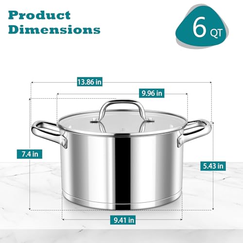 6 Quarts Stock Pot with Lid