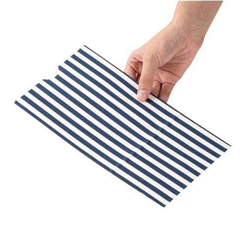 Blue And White Stripe Paper Bag (100 Count)