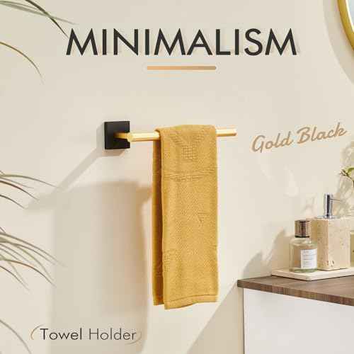 Bathroom Towel Bar Hand Towel Holders Wall Mount Toilet Kitchen Cabinet Paper Holder Stainless Steel Bath Hardware Black with Gold