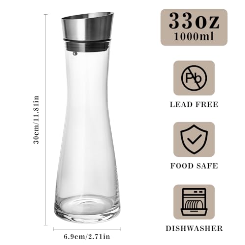 Glass Water Carafe with Lid