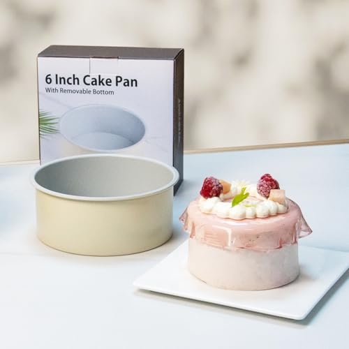 6 inch Cake Pan with Removable Bottom Carbon Steel Round Shaped Cheesecake Tin Nonstick Chiffon Cake Mould for Baking