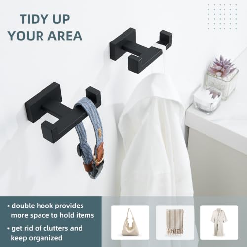 Bathroom Towel Hook Matte Black (2 Count)