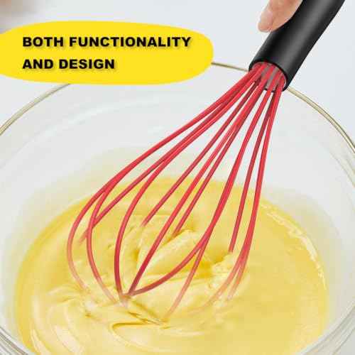 Silicone Whisk Set 10" Kitchen Whisk Purple Red (2 Count)