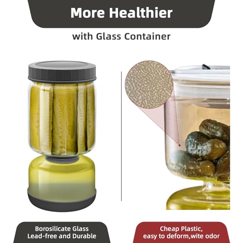 Glass Pickle Jar with Strainer Flip (46 Fl Oz)