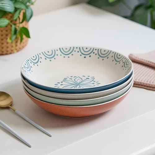 4 Piece Speckled Stoneware Pasta Bowl Set (4 Count)