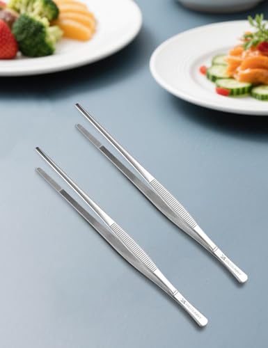 2 Pcs 8.5 Inch Kitchen Tweezers Fine Tweezer Tongs