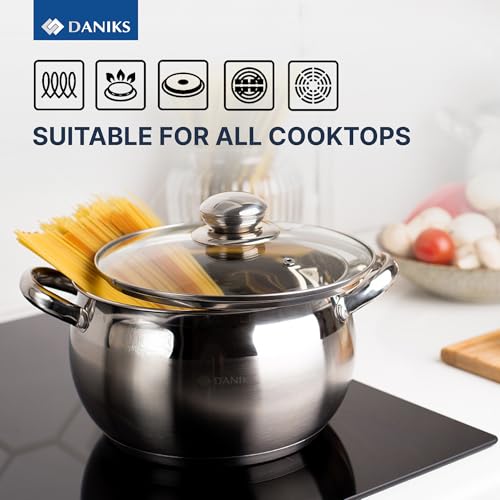 Classic 11 Piece Stainless Steel Cookware Set with Glass Lids (11 Count)