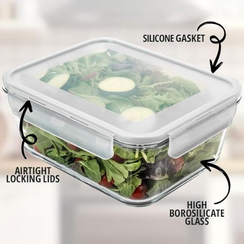 3300 ml 112 oz LARGE Glass Food Container with Locking Lid. Ideal for Storing food