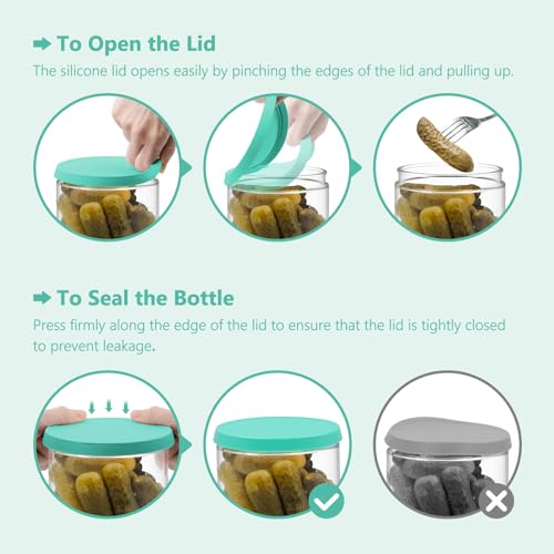 Glass Pickle Container with Strainer