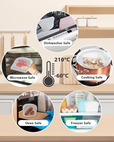 8 Pack Seal Top Silicone Food Storage Bags Microwave Oven Safe (8 Count)