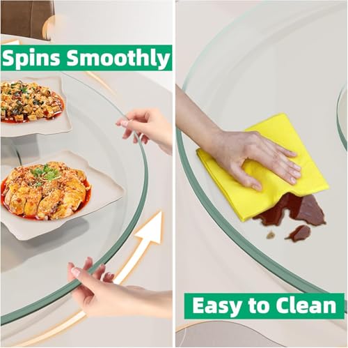 34.6 inch Lazy Susan for Table Top Tempered Glass Rotating Serving Tray for Dining Table