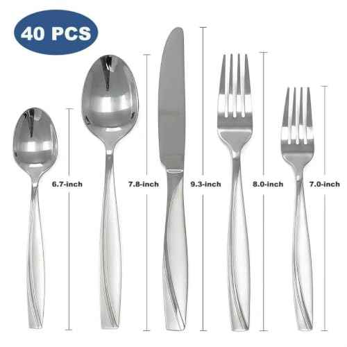 40 Piece Stainless Steel Silverware Set for 8 (40 Count)
