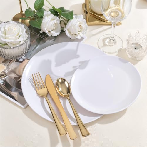 200 Pieces White Plastic Plates Disposable (200 Count)