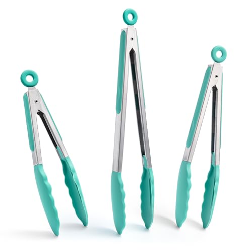Kitchen Tongs with Silicone Tips for Cooking Serving