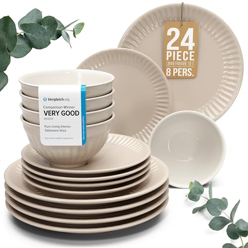 24 Piece Stoneware Dinnerware Set for 8 (24 Count)