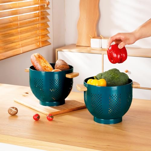 Metal Colander with Wood Handle