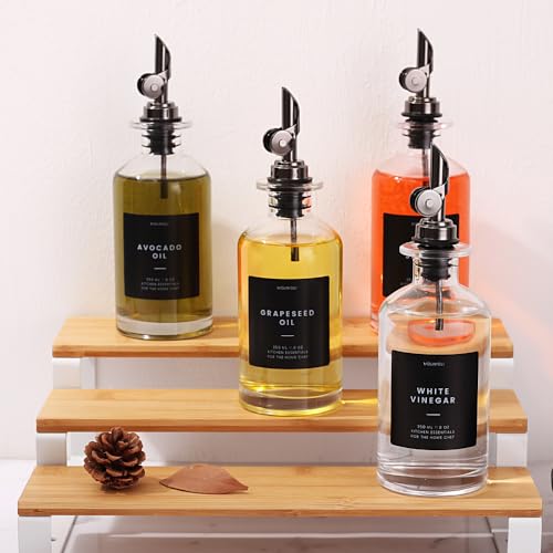 Olive Oil Dispenser Bottle for Kitchen With Weighted Pourer (4 Count)
