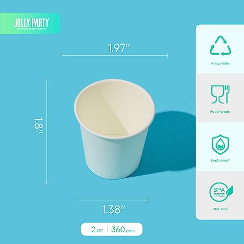 2 oz Bathroom Cups 360 Pack Small Paper Cup White Mouthwash Cup (360 Count)
