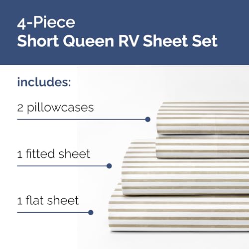 Short Queen Size 4 Piece Bed Sheet Set