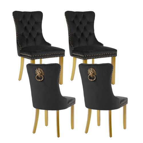 Black Velvet Dining Chairs Set of 4 (4 Count)