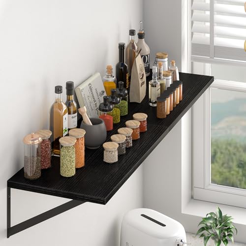 40W x 12D Deep Floating Shelves Set of 2 Black (2 Count)