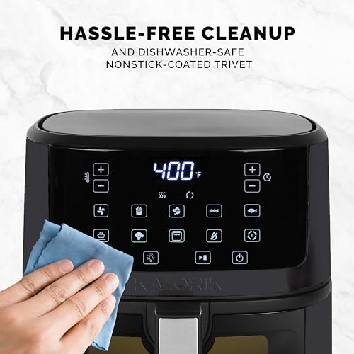 Air Fryer 7 Quart Capacity with Touchscreen Controls 10 Cooking Presets in 12 Food Categories with Large Illuminated View Window and Nonstick Basket & Trivet