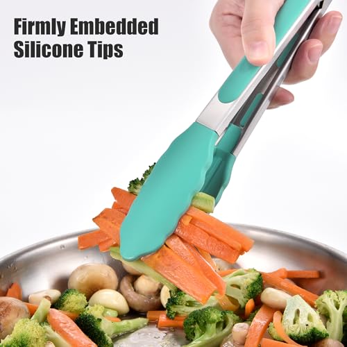 Kitchen Tongs with Silicone Tips for Cooking Serving