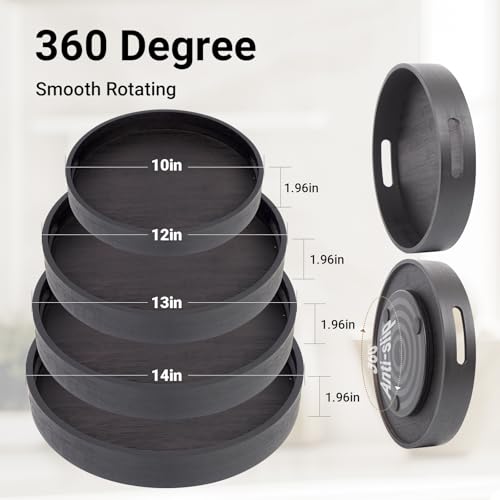 13in Black Bamboo Lazy Susan Turntable Round Organizer for Cabinet