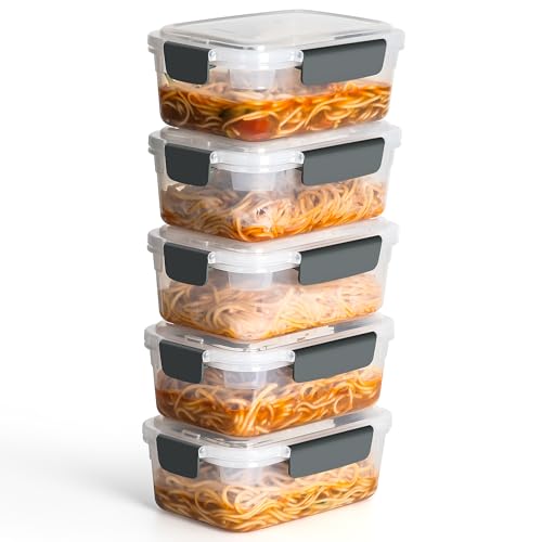 5cup Plastic Food Storage Containers With Lids For Lunch Meal Prep