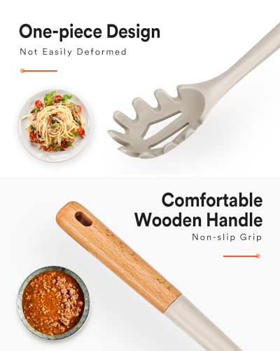 Silicone Pasta Fork and Cooking Spoon Set