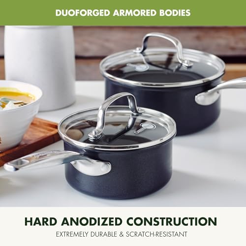 Prime Chatham 1QT & 2QT Saucepan Pot Set with Glass Lids