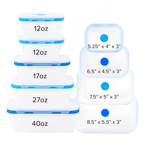 Collapsible Food Storage Containers with Lids