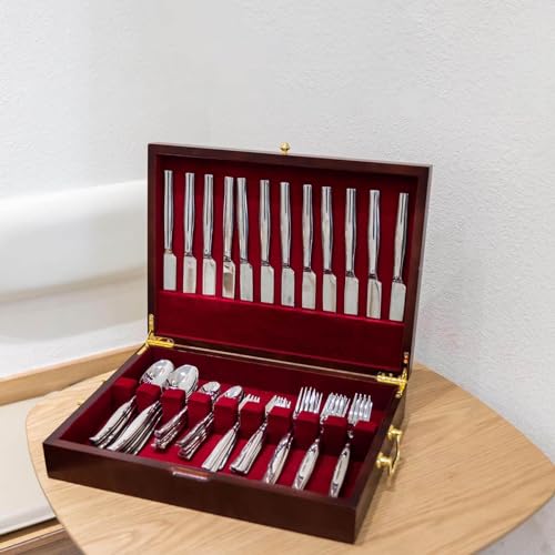 Wooden Silverware Chest without Silverware