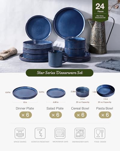 Star Stoneware Dinnerware Sets with Pasta Bowls (24 Count)