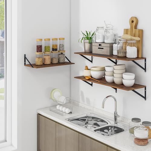 24W x 12D Deep Floating Shelves Set of 2 Walnut