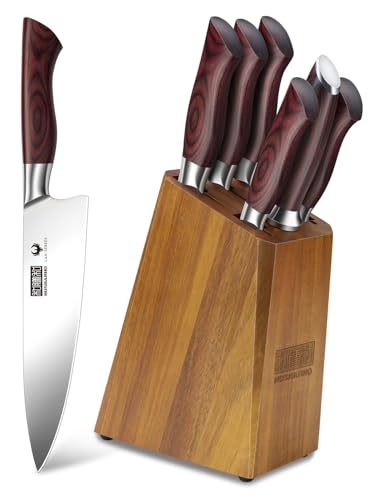 7PCS Kitchen Knife Set with Block (7 Count)