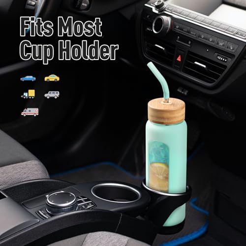 24oz Glass Water Bottle with Straw and 2 Lids