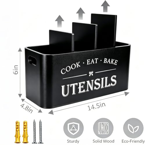 Wooden Kitchen Utensil Holder Organizer for Counter or Countertop